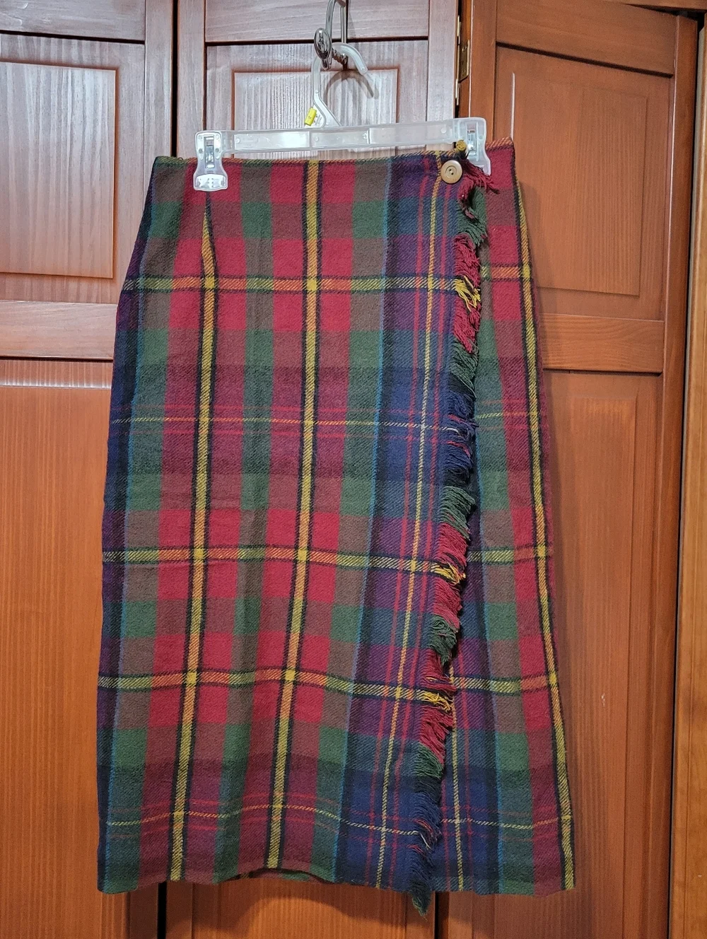 Vintage Talbots 70% Wool Tweed Maxi Wrap Skirt With Fringe Detailing | 12P - Picture 1 of 6